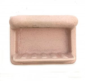 Antique Pink Speckled Porcelain Ceramic Tile-In Soap Dish with Grab Bar