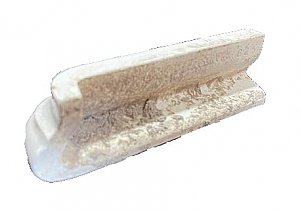 Antique "Old Bridge" Ceramic Gloss White Extended Smooth Top P-Cap Molding Tile - Outside Corner Return - 1-1/2" x 5-1/4" - Left