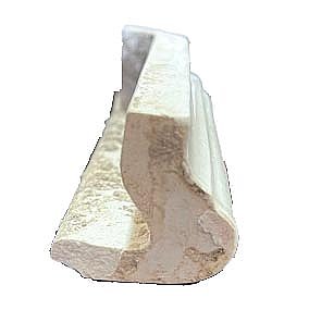 Antique "Old Bridge" Ceramic Gloss White Extended Smooth Top P-Cap Molding Tile - Outside Corner Return - 1-1/2" x 5-1/4" - Left