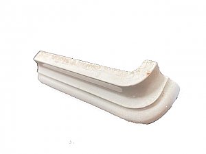 Antique "Old Bridge" Ceramic Gloss White Extended Smooth Top P-Cap Molding Tile - Outside Corner Return - 1-1/2" x 5-1/4" - Left