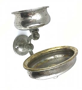 Antique Nickel Sternau and Co. Wall Mount Cup and Soap Holder, Circa 1908