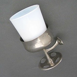 Antique Nickel Cup & Toothbrush Holder