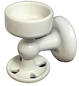 Antique White Porcelain Wall Mounted Cup and Toothbrush Holder - Circa 1920