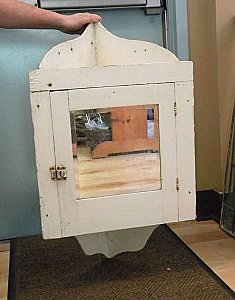 Antique Painted Pine Corner Medicine Cabinet