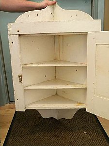 Antique Painted Pine Corner Medicine Cabinet