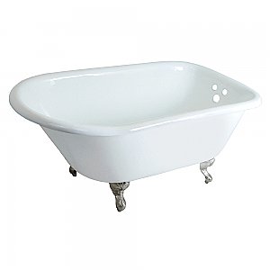 48-Inch Cast Iron Roll Top Clawfoot Tub with 3-3/8 Inch Wall Drillings, White/Brushed Nickel
