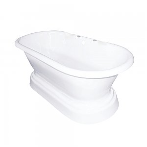 66-Inch Cast Iron Double Ended Pedestal Tub with 7-Inch Faucet Drillings, White