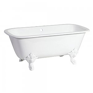 67-Inch Cast Iron Double Ended Clawfoot Tub with 7-Inch Faucet Drillings, White