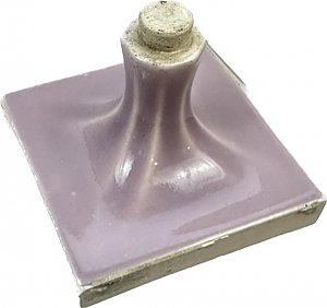 Antique "Mosaic Tile Co." Rose Lavender Tile-In Ceramic Bathroom Door Stop - Circa 1920
