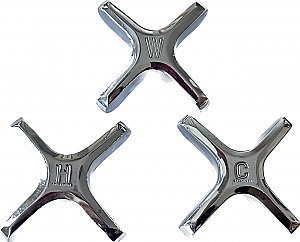 Antique Speakman Chrome Hot Cold Waste Compression Cross Handles Set