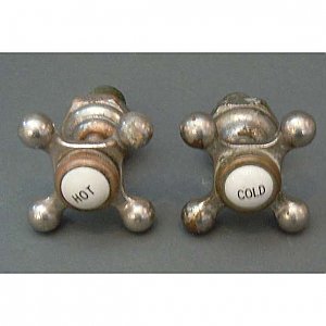 Pair of Antique Nickel Cross Handles