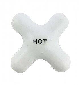 Antique "Hot" Faucet Porcelain Cross Handle - 5/8" Square
