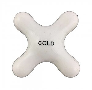 Antique Porcelain "Cold" Faucet Cross Handle
