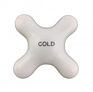 Antique Porcelain "Cold" Faucet Cross Handle