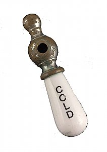 Antique "Cold" Porcelain and Nickel Faucet Lever Handle