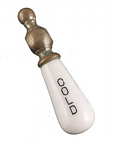 Antique "Cold" Porcelain and Nickel Faucet Lever Handle