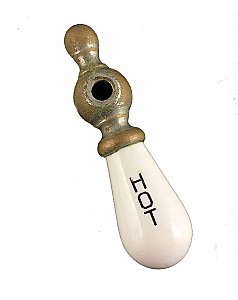 Antique "Hot" Porcelain Faucet Lever Handle