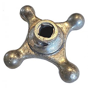 Antique Crane Nickel and Porcelain Hot Cross Faucet Handle