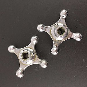 Antique Crane Chrome and Porcelain Hot & Cold Cross Faucet Handle Pair