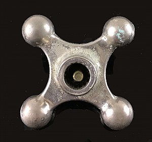 Antique Nickel and Porcelain Hot Faucet Cross Handle