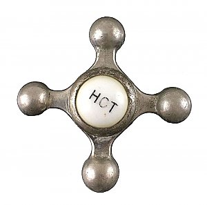 Antique Nickel and Porcelain Hot Faucet Cross Handle