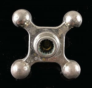 Antique Nickel and Porcelain Hot Faucet Cross Handle