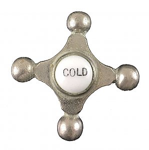 Antique Nickel and Porcelain Cold Faucet Cross Handle