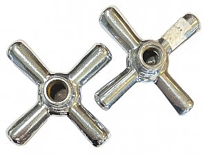 Antique Chrome Hot & Cold Metal Cross Faucet Handle Pair