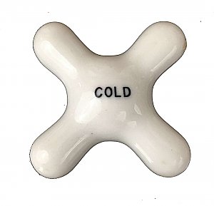 Antique Threaded Porcelain "Cold" Faucet Cross Handle