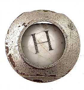 Antique Porcelain and Brass "Hot" Faucet Button - Circa 1900