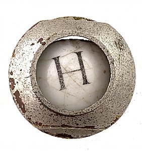 Antique Porcelain and Brass "Hot" Faucet Index Button - Circa 1900