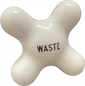 Antique Speakman Porcelain Faucet Handle - "Waste" - Circa 1920