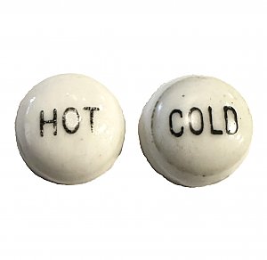 Antique Porcelain  Faucet Index Button Pair - Circa 1920