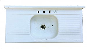 Antique Double Drainboard Enamel Kitchen Sink