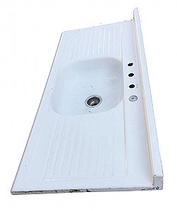 Antique Double Drainboard Enamel Kitchen Sink