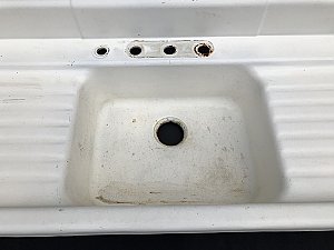 Antique Cast Iron Single Bowl Double Drainboard Kitchen Sink