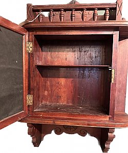 Antique Ornate Walnut Surface Mount Medicine Cabinet