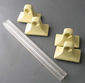 Yellow towel rod ends with rod