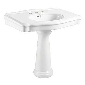 Sovereign 35" Ceramic Pedestal Sink 8-Inch 3-Hole - Glossy White