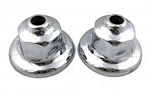 Antique Pair Of Heavy Cast Threaded Chrome Plumbing Escutcheon