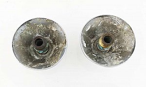 Antique Pair of Chrome Hexagonal Plumbing Escutcheons