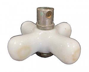 Antique Hot Faucet Porcelain Cross Handle - 8 Spline