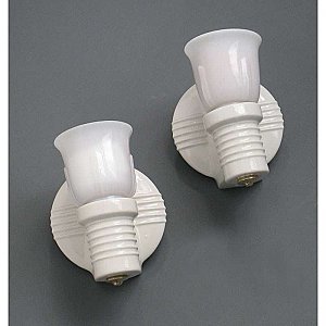 Pair of Antique Porcelain Wall Sconces with Shades