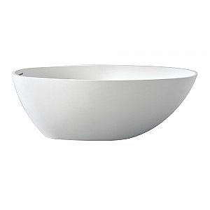 63-Inch Solid Surface White Stone Freestanding Tub with Drain, Matte White
