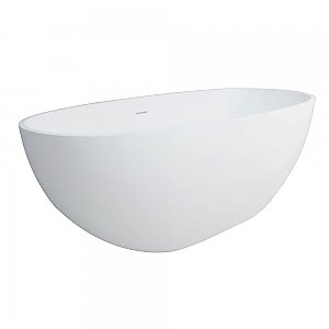Arcticstone 65-Inch Solid Surface White Stone Freestanding Tub with Drain, Matte White