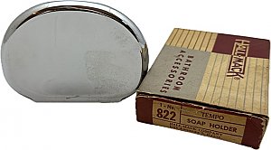 Antique Hall Mack Tempo Chrome  Soap Holder Dish - New Old Stock - Circa 1962