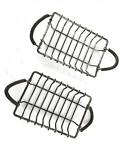 Pair of antique Rustic Distressed Farmhouse Nickel Plated Countertop Wire Soap Dishes