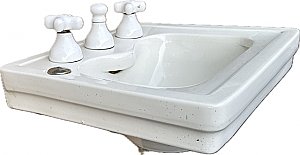 Antique Thomas Maddock's Madbury Vitreous China Peg Leg Sink - Circa 1916