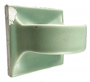 Antique "Mosaic Tile Co." Sea Spray Green Tile-In Ceramic Bathroom Cup Holder - Circa 1920