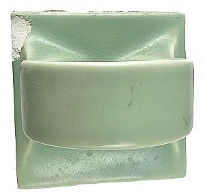 Antique "Mosaic Tile Co." Sea Spray Green Tile-In Ceramic Bathroom Cup Holder - Circa 1920